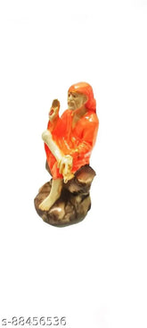 Marble handicraft Sai Baba murti, intricate 9.5cm idol for home decor or car dashboard